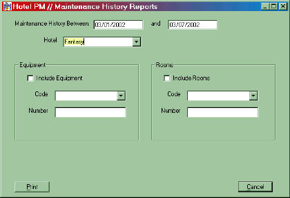 Maintenance History Reports